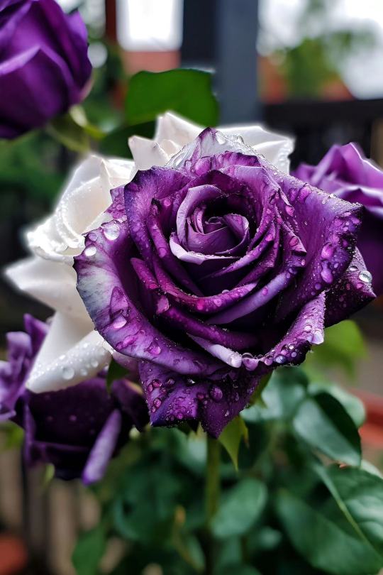 Seltene lila-weiße Zwillingsrosen - Eine Ode an die Eleganz und Reinheit 🌹💜🤍