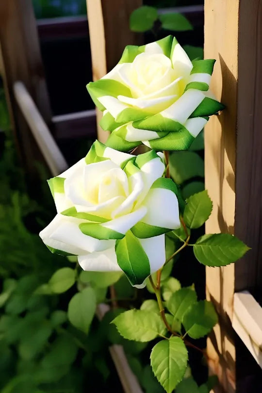 Seltene schottische weiße und grüne Zwillingsrosen 🌹🌿