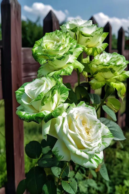 Seltene schottische weiße und grüne Zwillingsrosen 🌹🌿